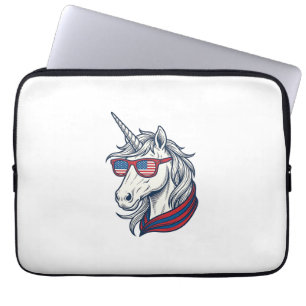 Patriotische Einhorn-Flagge-Sonnenbrille Vintage V Laptopschutzhülle