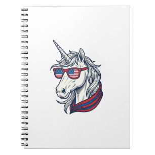 Patriotische Einhorn-Flagge-Sonnenbrille Vintage-V Notizblock