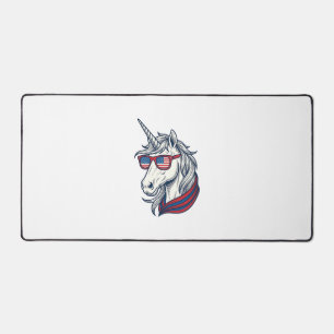 Patriotische Einhorn-Flagge-Sonnenbrille Vintage V Schreibtischunterlage