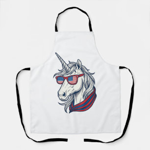 Patriotische Einhorn-Flagge-Sonnenbrille Vintage-V Schürze