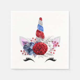 Patriotische Einhorn-Servietten Serviette