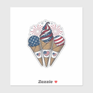Patriotische Eiscreme-Kegel Vintage 4. Juli S Aufkleber