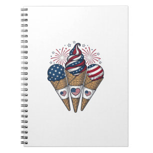 Patriotische Eiscreme-Kegel Vintage-Vierter-Juli-S Notizblock