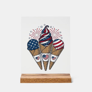 Patriotische Eistüten Vintage Fourth of July S Acrylschild
