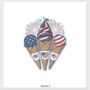 Patriotische Eistüten Vintage Fourth of July S Aufkleber