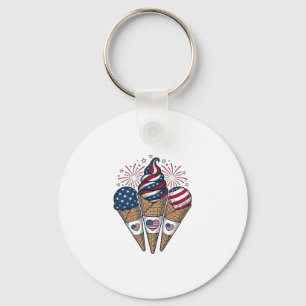 Patriotische Eistüten Vintage Fourth of July S Schlüsselanhänger