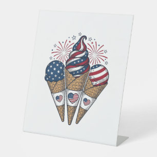 Patriotische Eistüten Vintage Fourth of July S Sockelschild