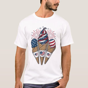 Patriotische Eistüten Vintage Fourth of July S T-Shirt