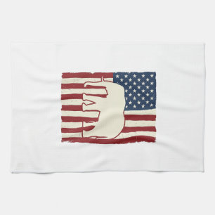 Patriotische Elefantenflagge Vintage-Vektordesign_ Geschirrtuch