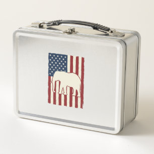 Patriotische Elefantenflagge Vintage-Vektordesign_ Metall Brotdose