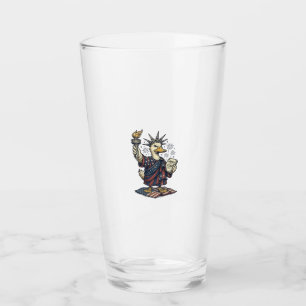 Patriotische Ente 4. Juli Vintage T-Shirt Design_ Glas