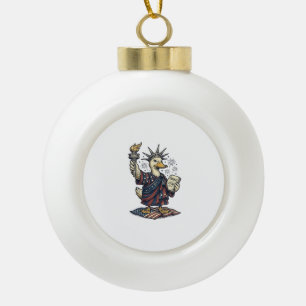 Patriotische Ente 4. Juli Vintage T-Shirt Design_ Keramik Kugel-Ornament