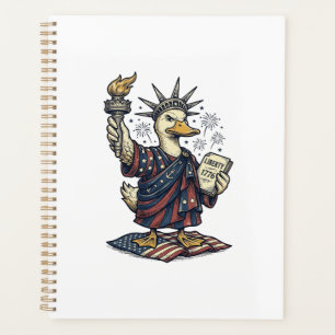 Patriotische Ente 4. Juli Vintage T-Shirt Design_ Planer