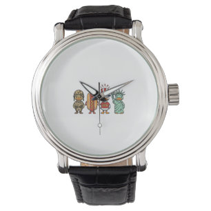 Patriotische Ente und Hot Dog Vintage Vector Shirt Armbanduhr