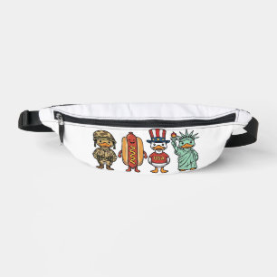 Patriotische Ente und Hot Dog Vintage Vector Shirt Bauchtasche
