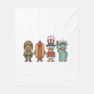 Patriotische Ente und Hot Dog Vintage Vector Shirt Fleecedecke