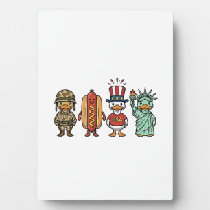 Patriotische Ente und Hot Dog Vintage Vector Shirt Fotoplatte
