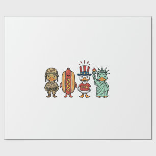 Patriotische Ente und Hot Dog Vintage Vector Shirt Geschenkpapier
