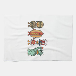 Patriotische Ente und Hot Dog Vintage Vector Shirt Geschirrtuch
