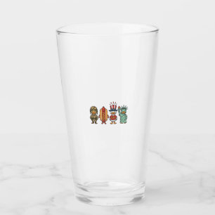 Patriotische Ente und Hot Dog Vintage Vector-Shirt Glas