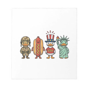 Patriotische Ente und Hot Dog Vintage Vector Shirt Notizblock