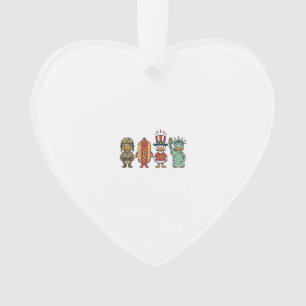 Patriotische Ente und Hot Dog Vintage Vector-Shirt Ornament