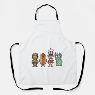 Patriotische Ente und Hot Dog Vintage Vector Shirt Schürze