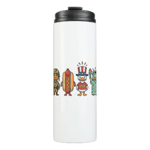 Patriotische Ente und Hot Dog Vintage Vector Shirt Thermosbecher