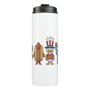Patriotische Ente und Hot Dog Vintage Vector Shirt Thermosbecher