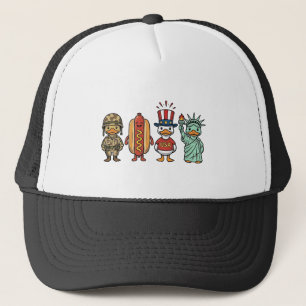 Patriotische Ente und Hot Dog Vintage Vector Shirt Truckerkappe