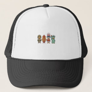 Patriotische Ente und Hot Dog Vintage Vector Shirt Truckerkappe