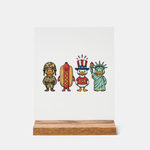 Patriotische Ente und Hot Dog Vintage Vector T-Shi Acrylschild