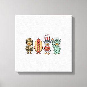 Patriotische Ente und Hot Dog Vintage Vector T-Shi Leinwanddruck