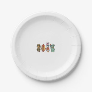 Patriotische Ente und Hot Dog Vintage Vektor T-Shi Pappteller