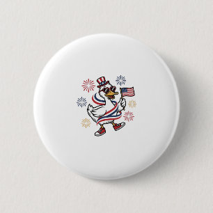 Patriotische Enten-Vintage-Stich T-Shirt Design_1 Button