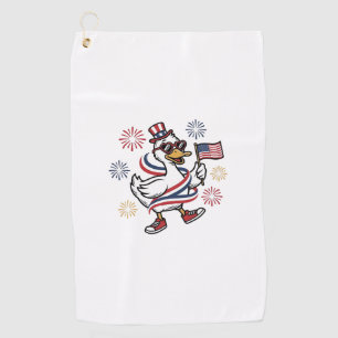 Patriotische Enten-Vintage-Stich-T-Shirt-Design_1 Golfhandtuch