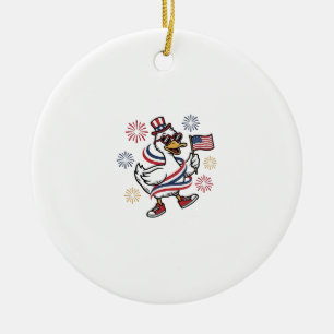 Patriotische Enten-Vintage-Stich T-Shirt Design_1 Keramik Ornament