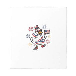 Patriotische Enten-Vintage-Stich T-Shirt Design_1 Notizblock