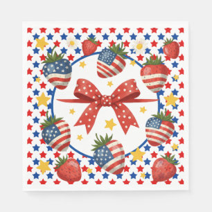 Patriotische Erdbeeren Servietten