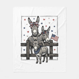 Patriotische Esel Vintage 4. Juli-Shirt-Design Fleecedecke