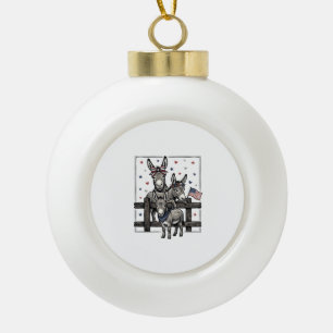 Patriotische Esel Vintage 4. Juli-Shirt-Design Keramik Kugel-Ornament