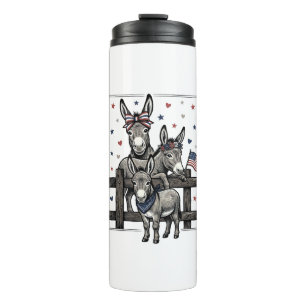 Patriotische Esel Vintage 4. Juli Shirt Design Thermosbecher