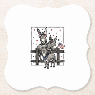 Patriotische Esel Vintage 4. Juli Shirt Design Untersetzer
