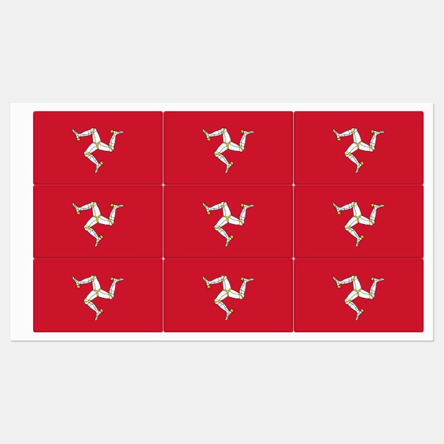 Patriotische Etiketten mit der Flagge der Insel Ma (Blatt)