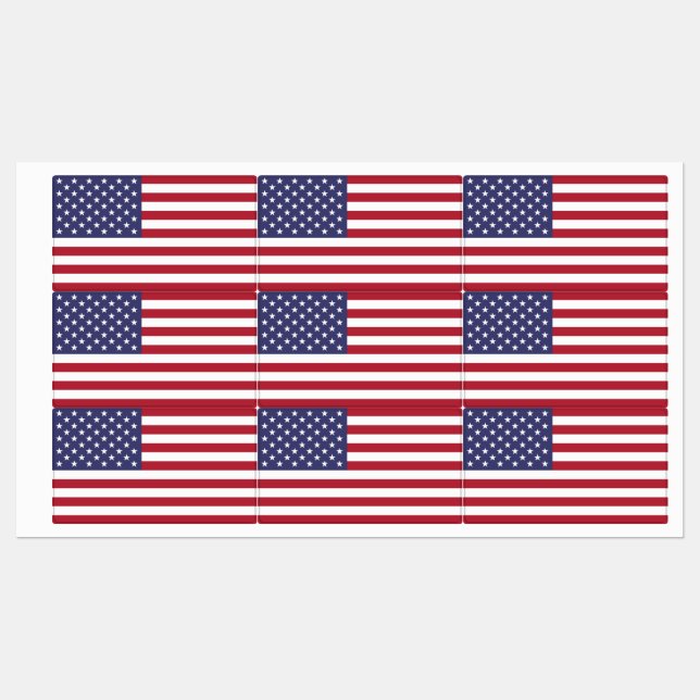 Patriotische Etiketten mit der Flagge der USA (Blatt)