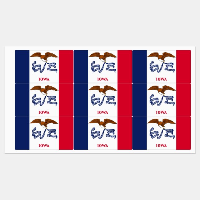 Patriotische Etiketten mit der Flagge des Iowa-Sta (Blatt)