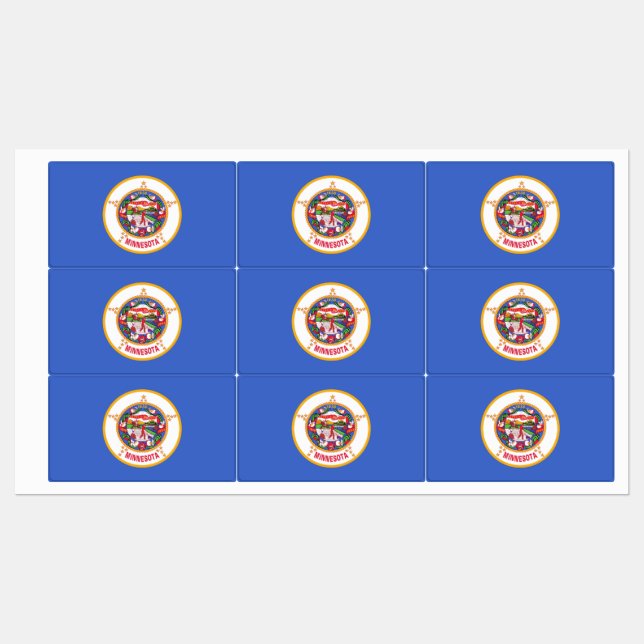 Patriotische Etiketten mit der Flagge des Minnesot (Blatt)
