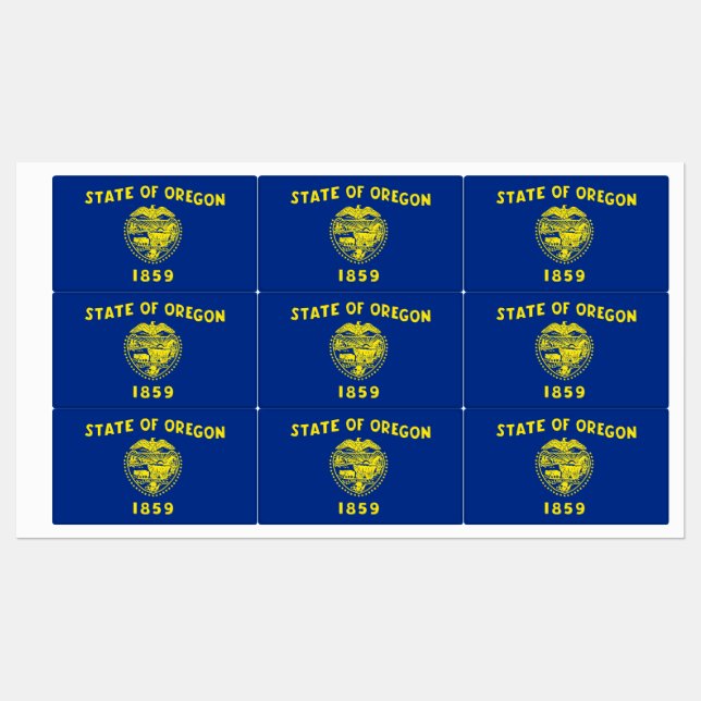 Patriotische Etiketten mit der Flagge des Oregon-S (Blatt)