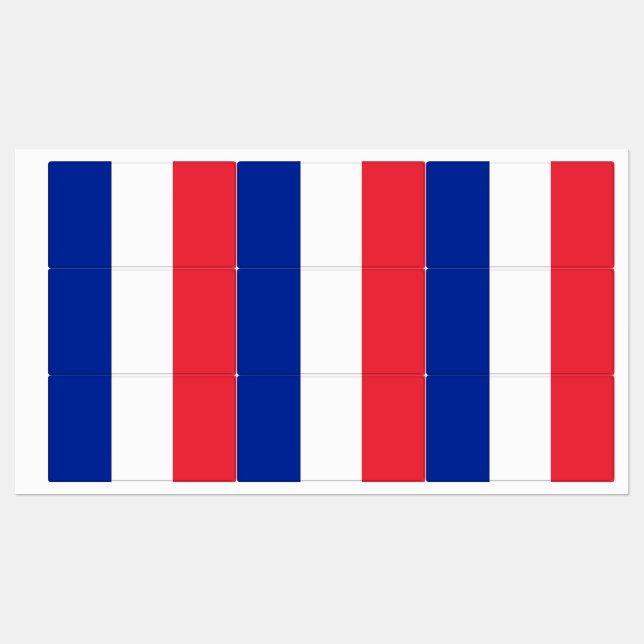 Patriotische Etiketten mit der Flagge Frankreichs (Blatt)