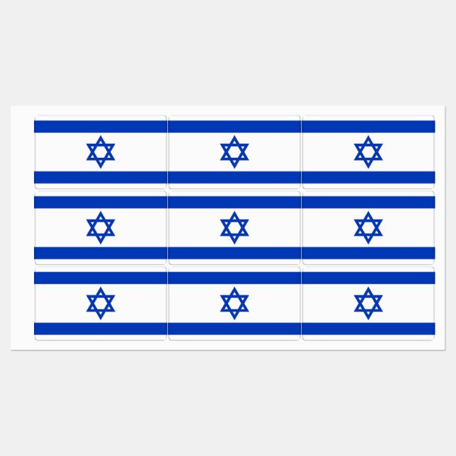 Patriotische Etiketten mit israelischer Flagge (Blatt)
